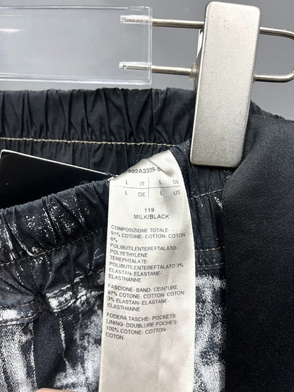 Rick Owens Painted Black White Cargo Pants