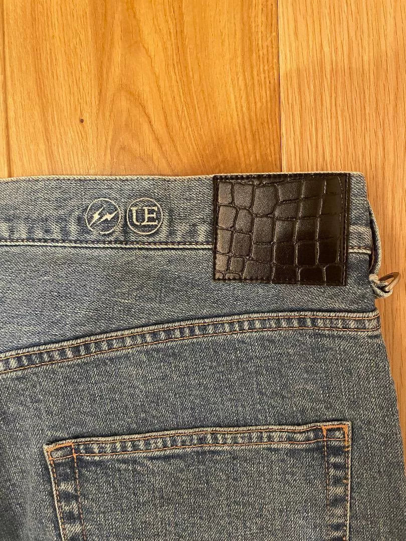 washed denim wide pants by uniform experiment