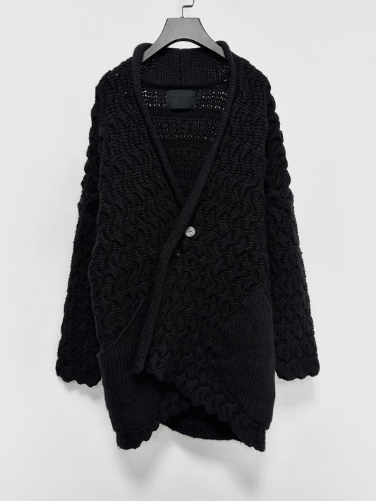 black oversized hand-knitted cashmere jacket