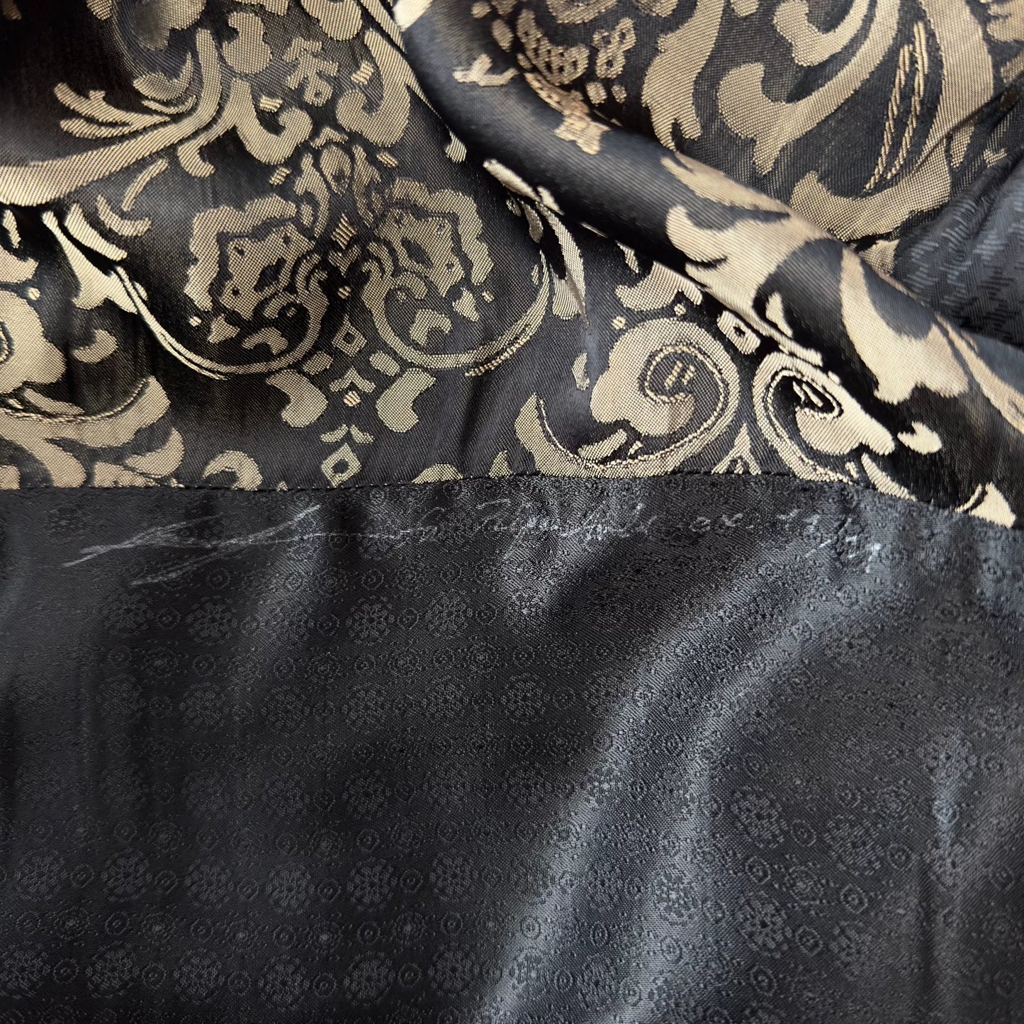 black mix fabric collarless jacket