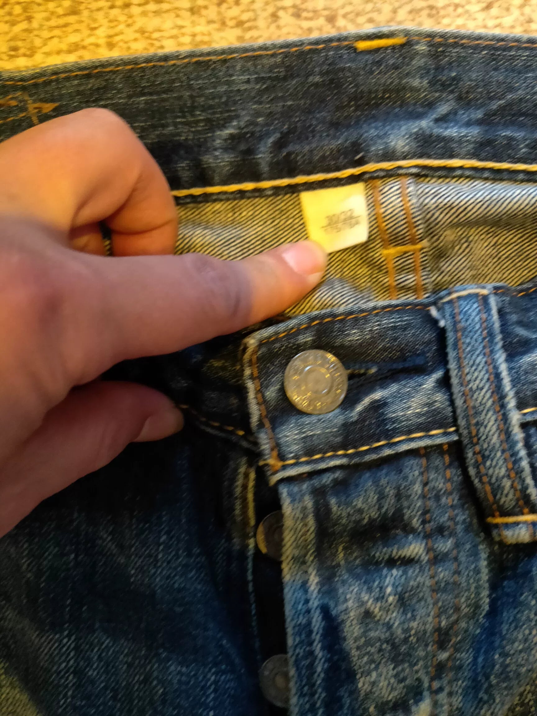 RRL Distressed Art Patch Jeans