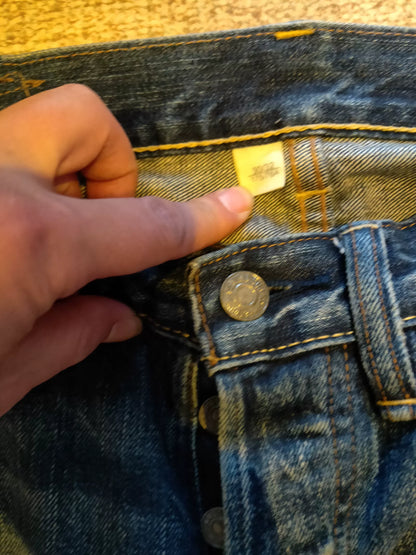 RRL Distressed Art Patch Jeans