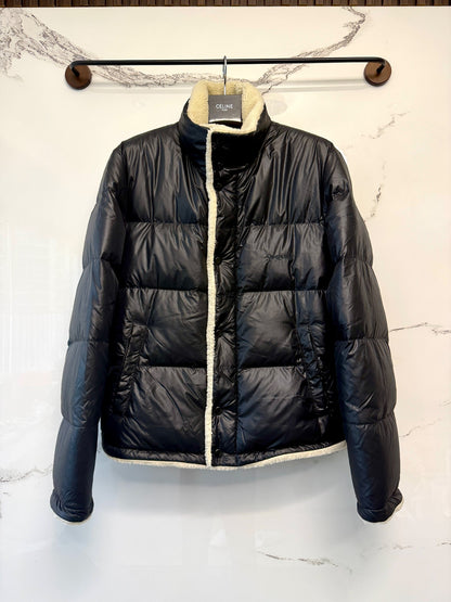 saint laurent black teddy collar puffer jacket