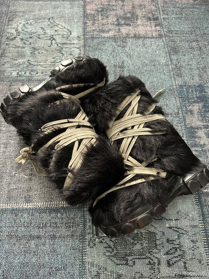 Rick Owens Black Fur Snow Boots
