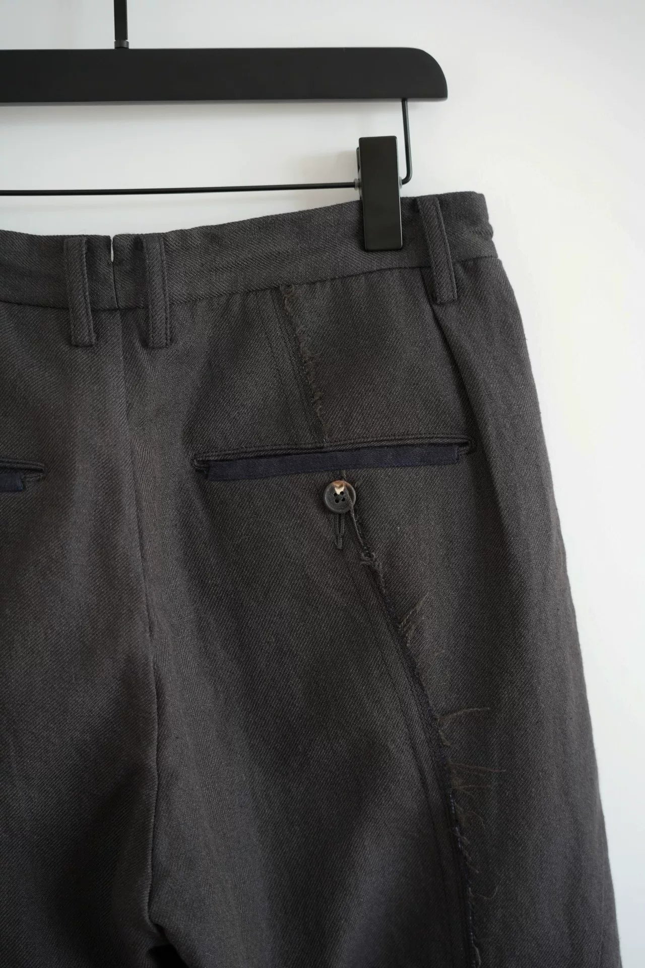 ziggy chen gray wool-linen cropped pants