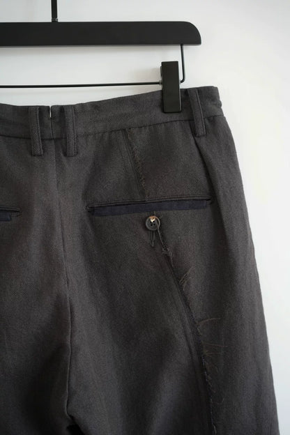 ziggy chen gray wool-linen cropped pants