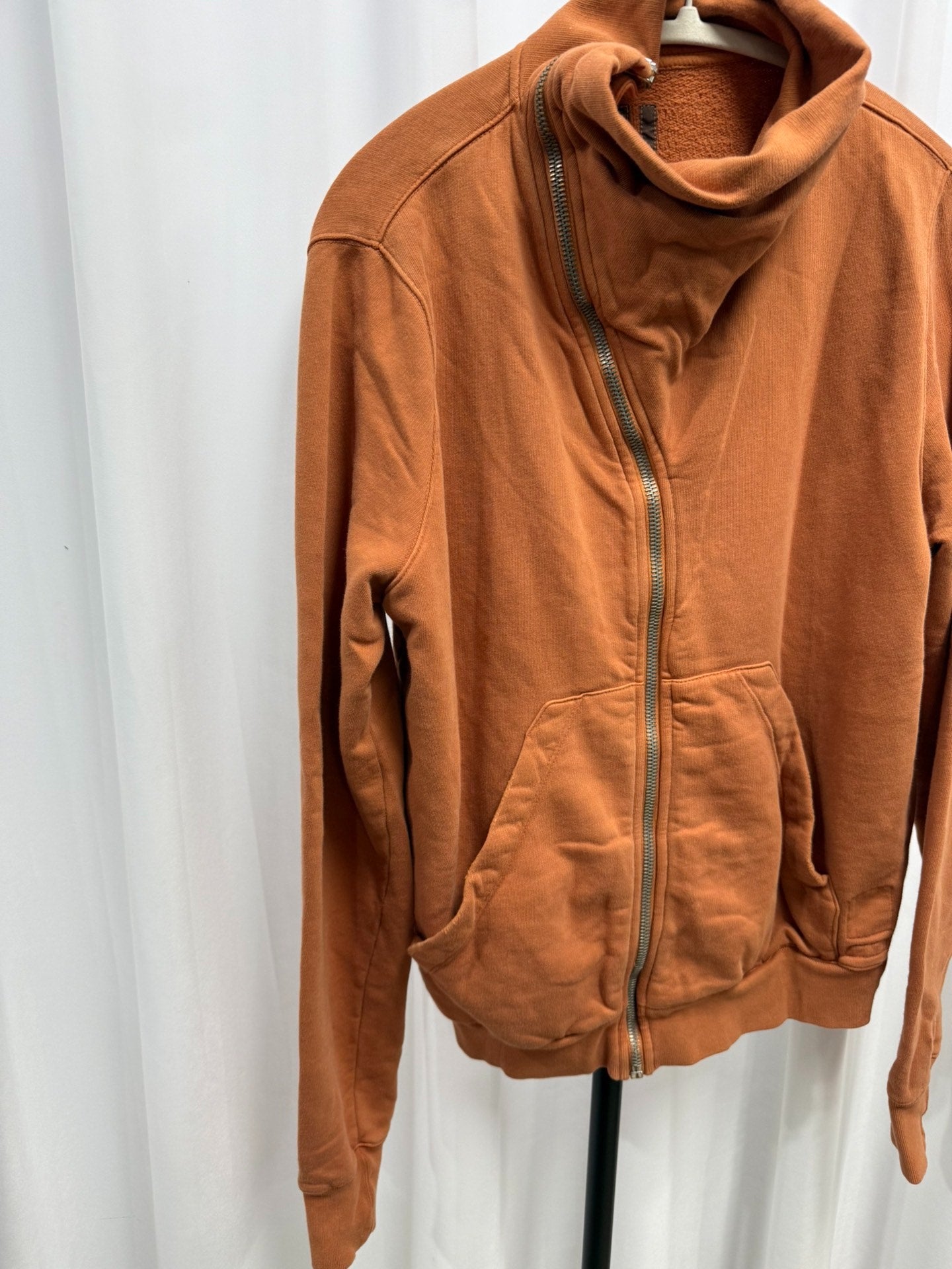 Rick Owens Diagonal Zipper Hoodie Jacket