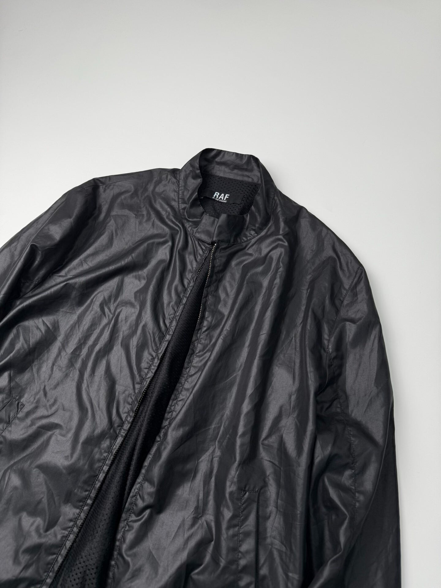 raf simons black motorcycle jacket size 50