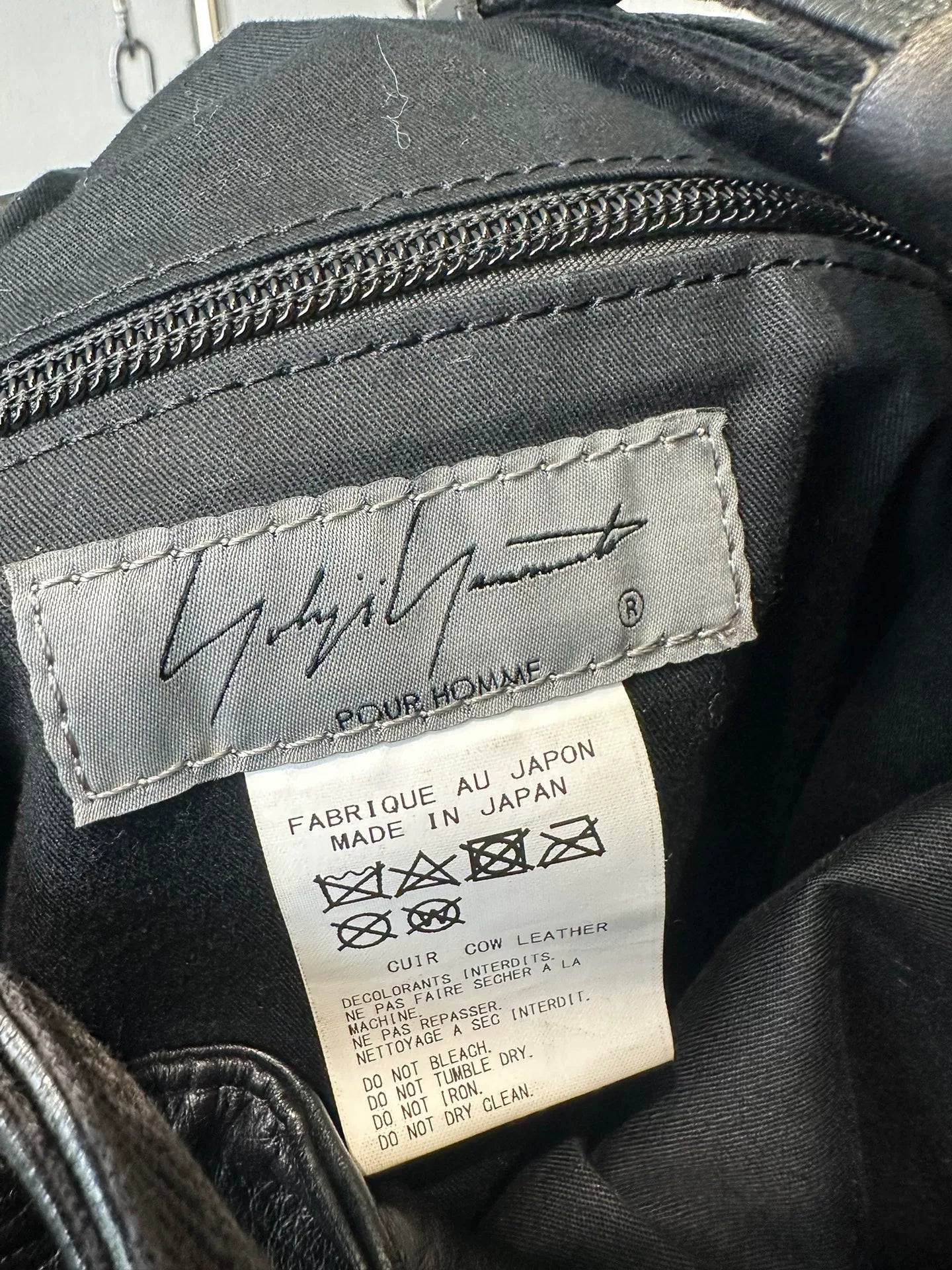 yohji yamamoto leather drawstring bag