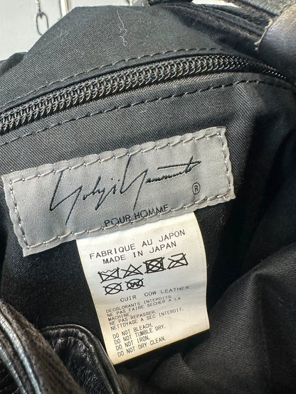 yohji yamamoto leather drawstring bag