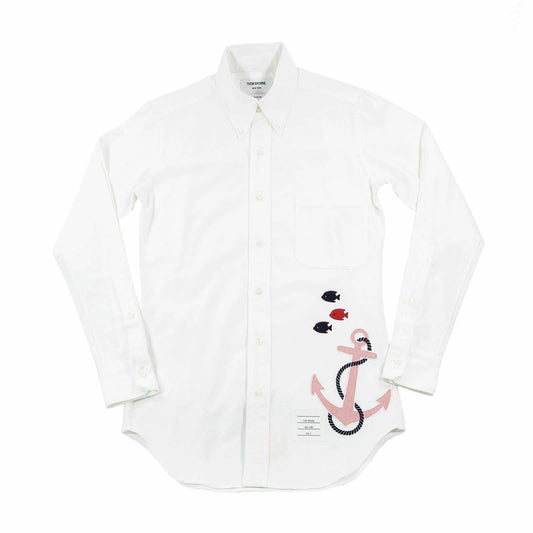 Thom Browne White Embroidered Shirt
