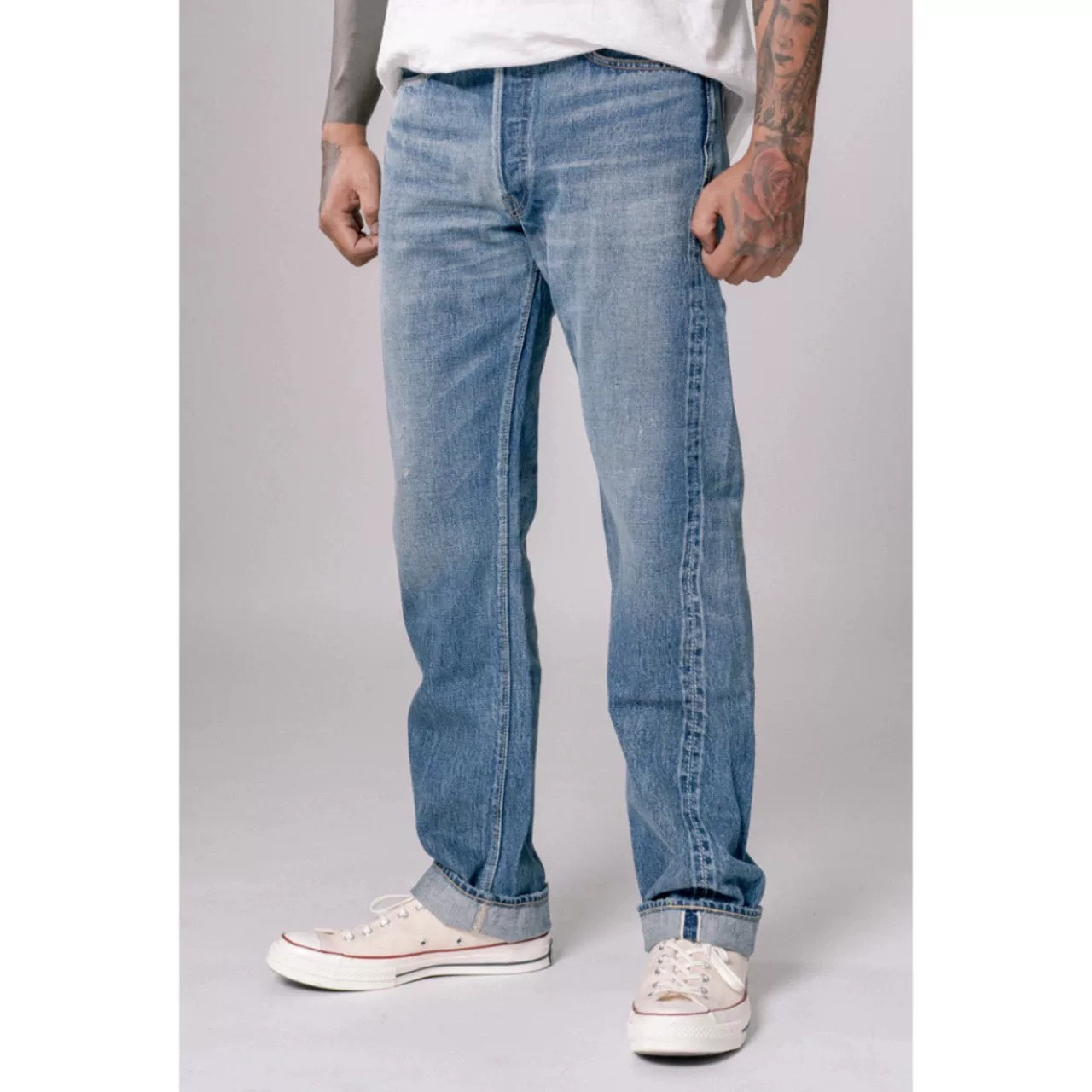 FULLCOUNT Washed Vintage Slim Straight Jeans