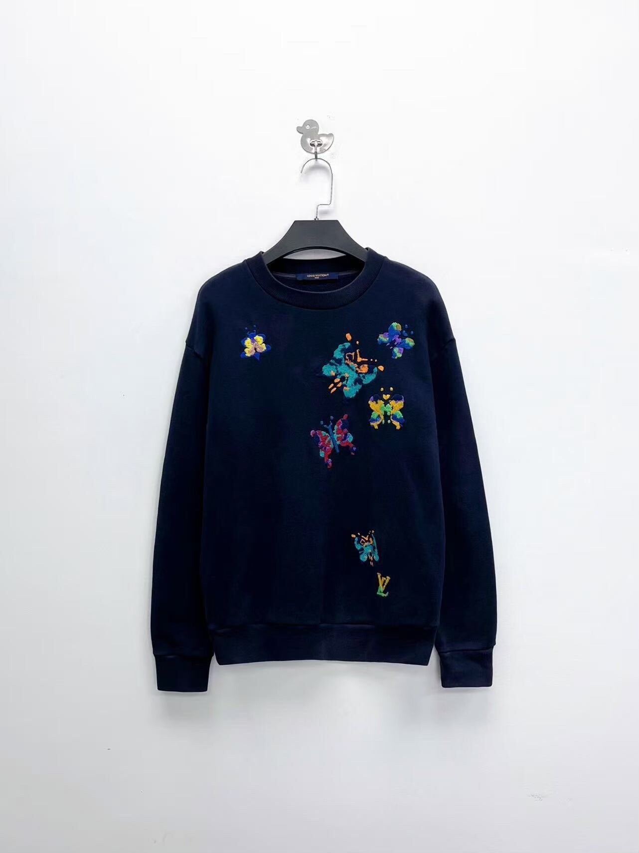 louis vuitton blue butterfly embroidered hoodie