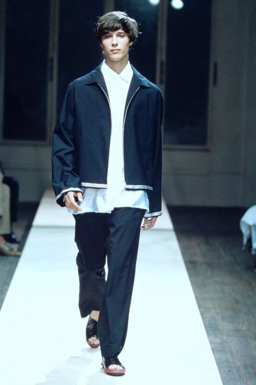 yohji yamamoto black wool zip jacket