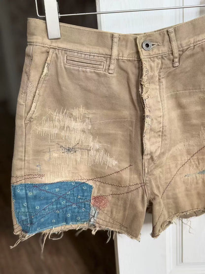 Kapital Vintage Fabric Patchwork Casual Shorts