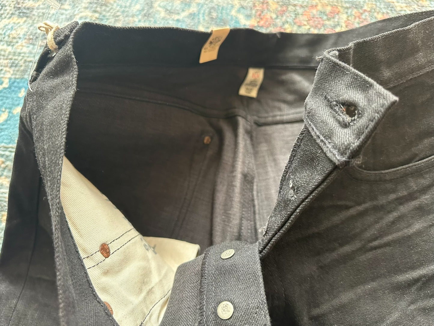 RRL Distressed Black Slim Fit Jeans