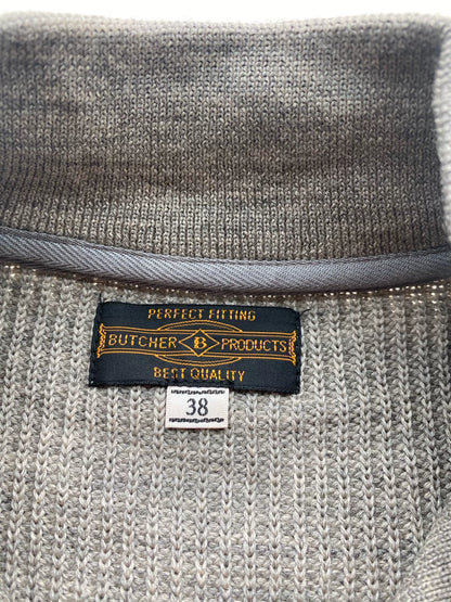 gray wool sweater with button details
