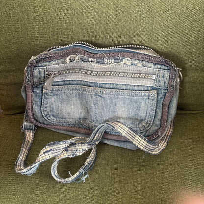 Porter Classic Distressed Denim Crossbody Bag