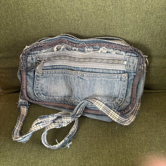 Porter Classic Distressed Denim Crossbody Bag
