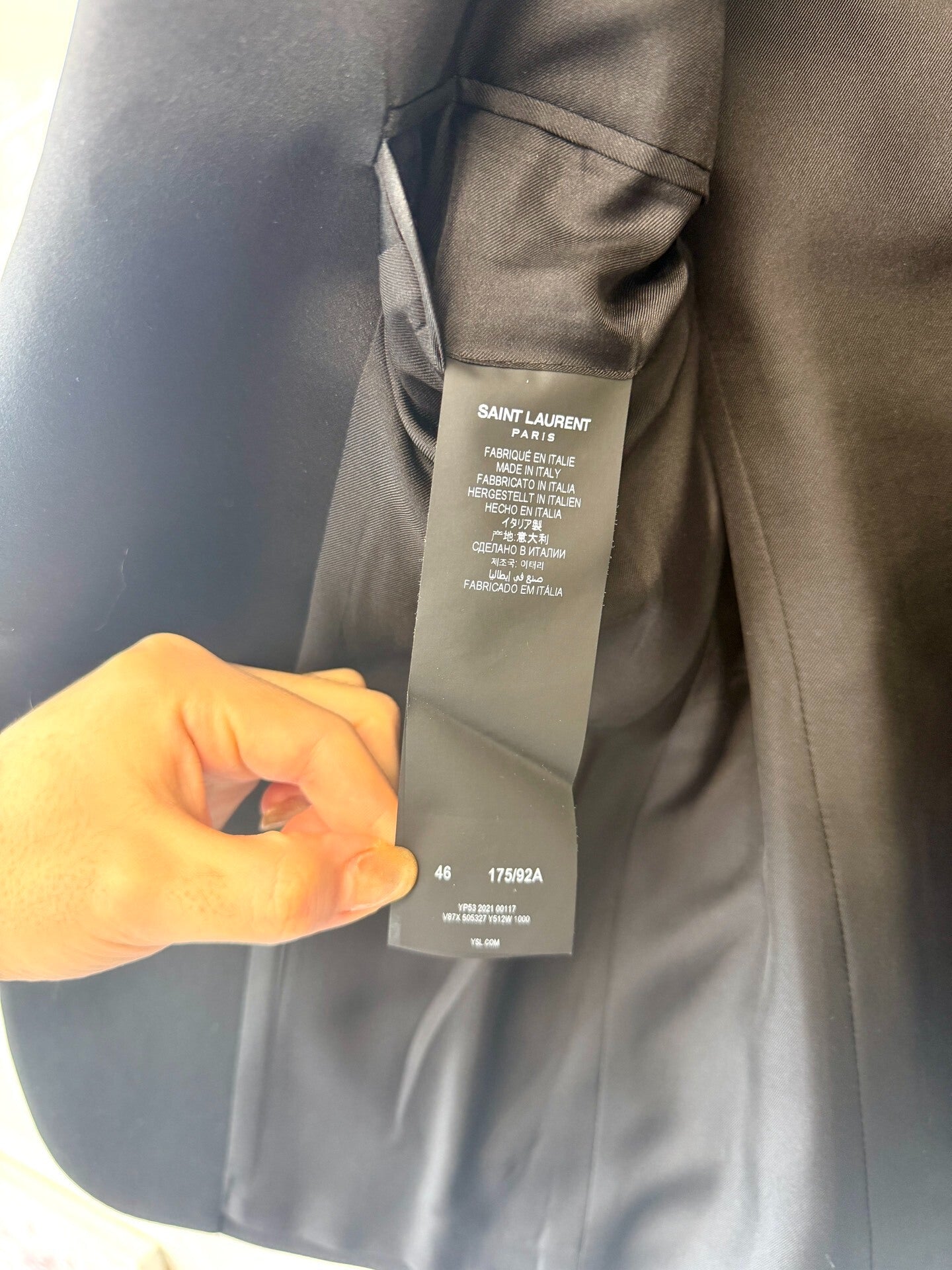 saint laurent black satin smoking jacket