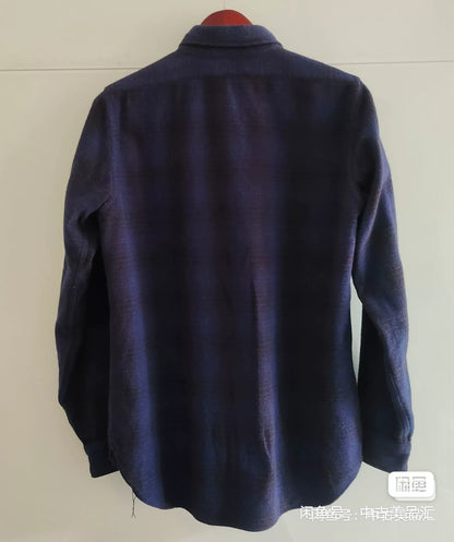 Freewheelers Navy Check Wool Shirt