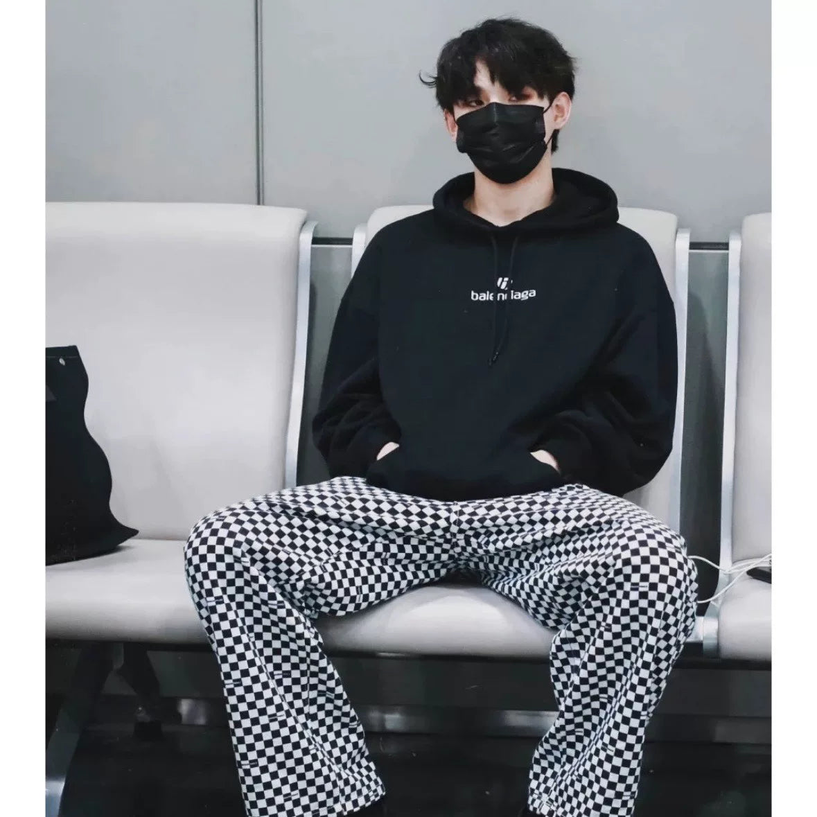 Balenciaga Black Embroidered Hoodie Size S