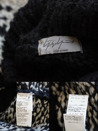 yohji yamamoto hand-knitted black sweater