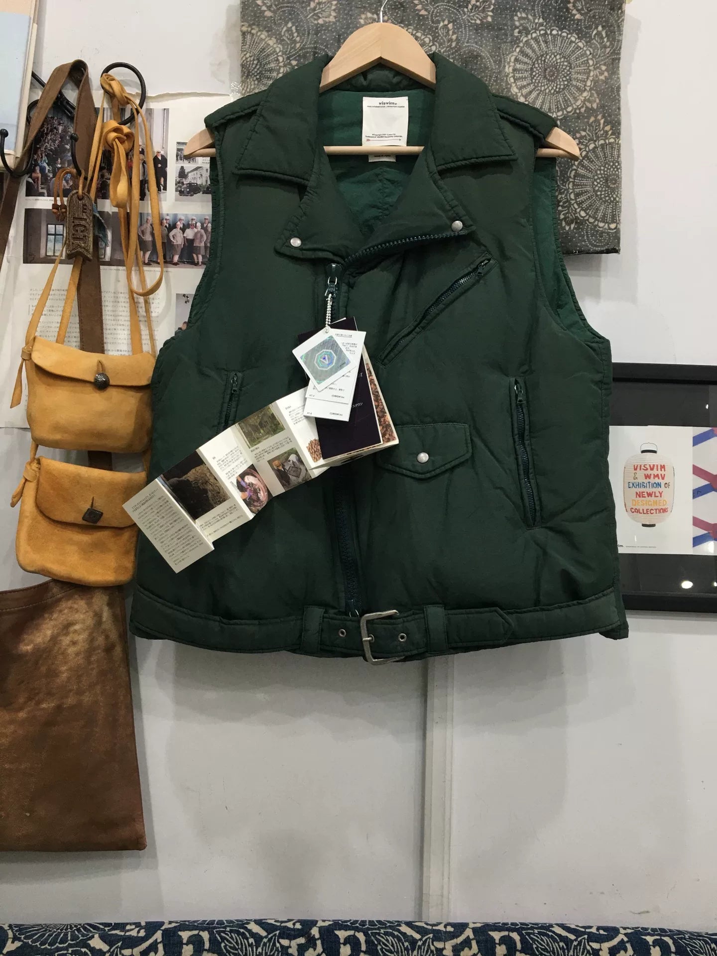 visvim strabler down vest in green