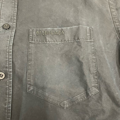 Balenciaga Black Distressed Shirt Jacket Size 36