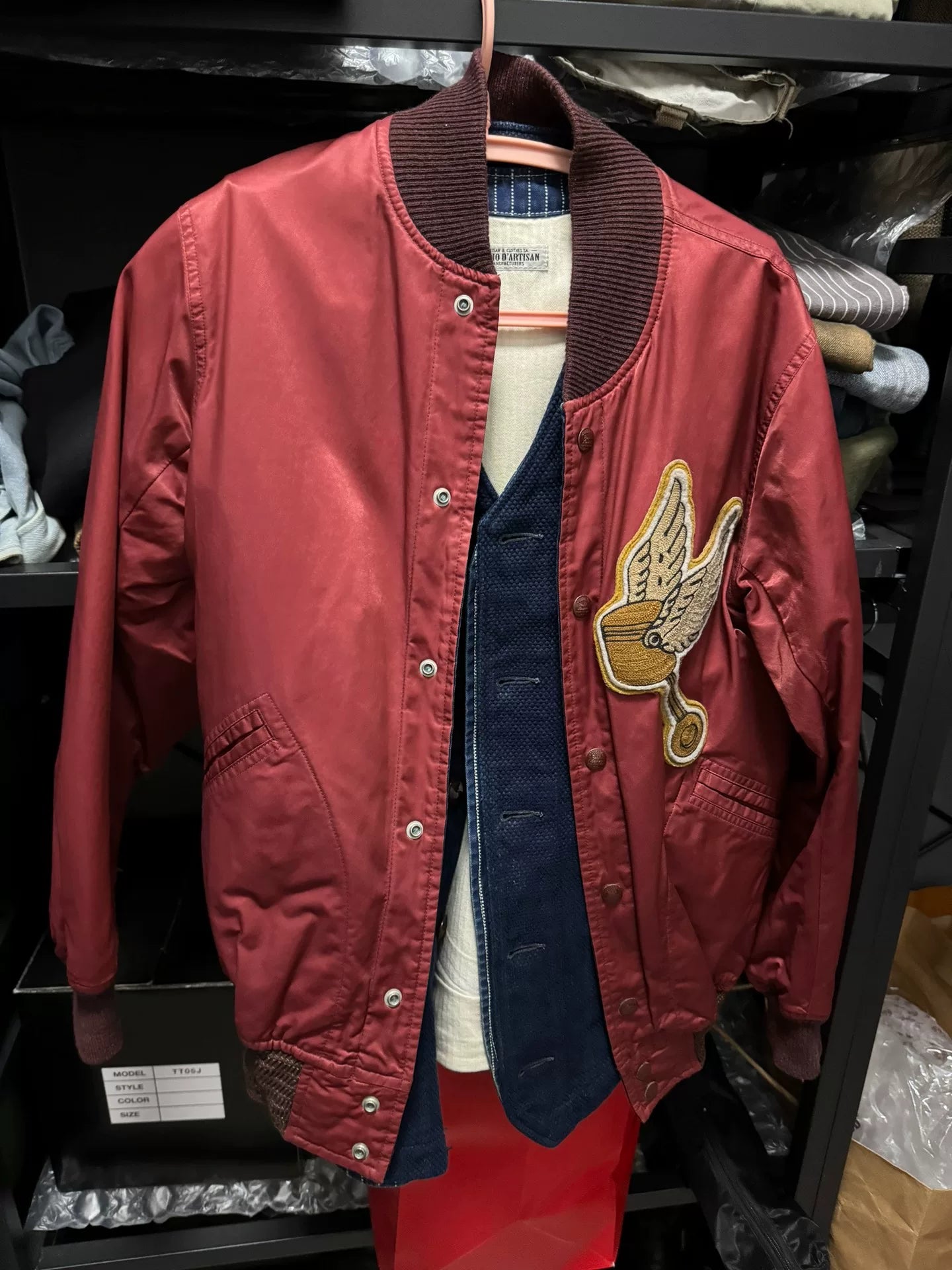 RRL Red Baseball Jacket with Patch