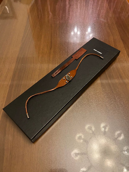 saint laurent brown leather bracelet with silver accents