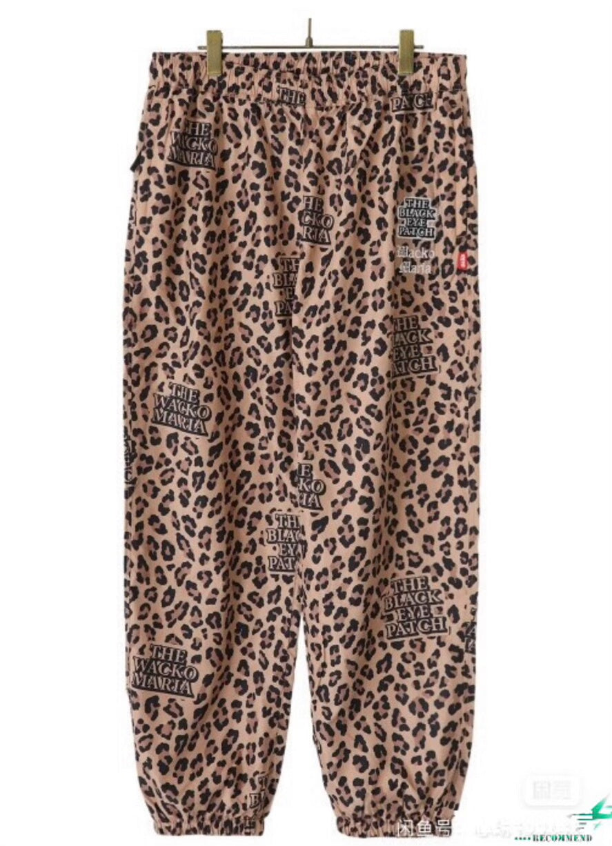 leopard print nylon track pants