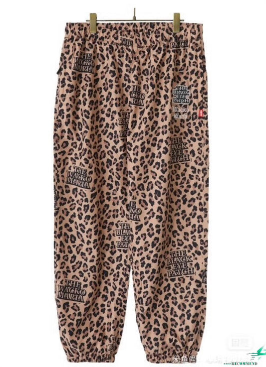 leopard print nylon track pants