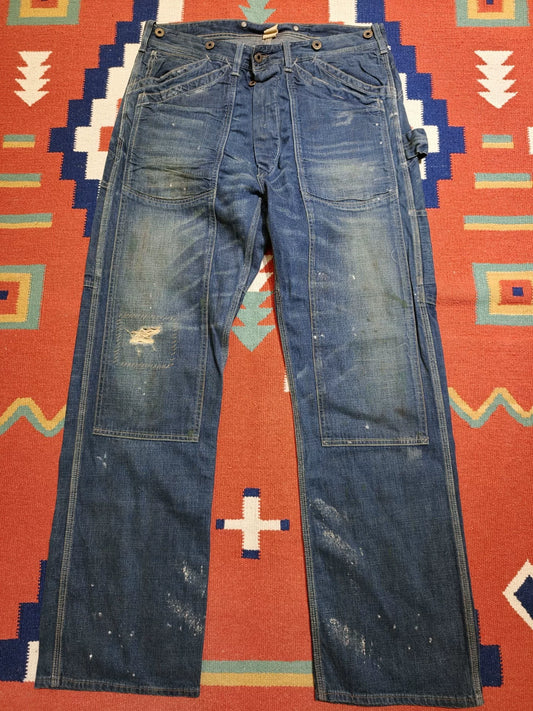 RRL Distressed Patched Work Pants