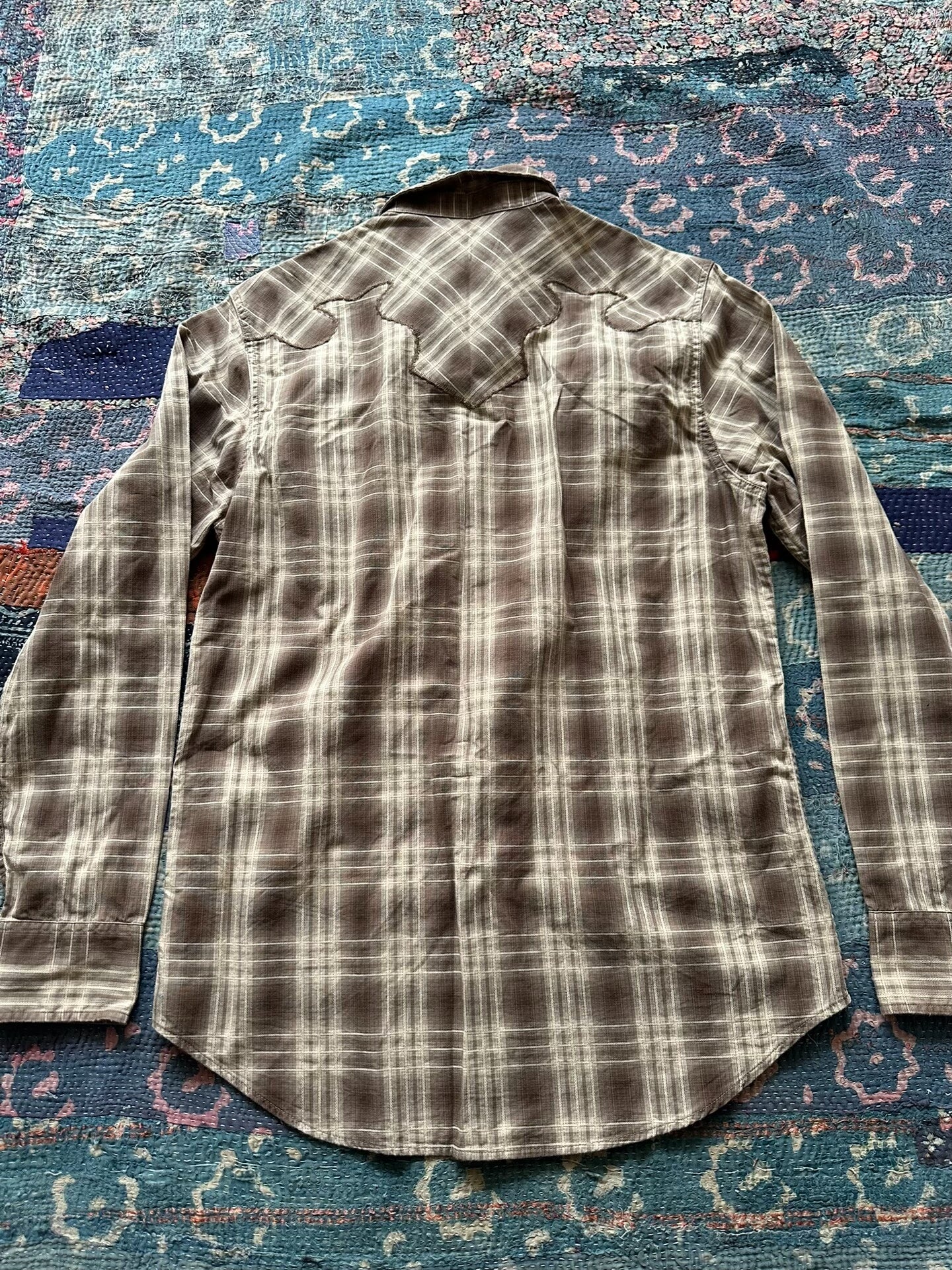 rrl western plaid long sleeve shirt