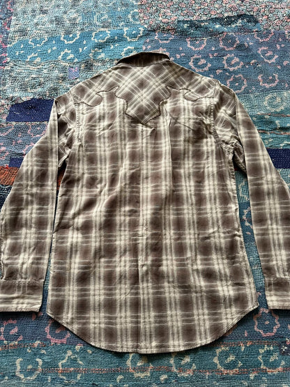 rrl western plaid long sleeve shirt
