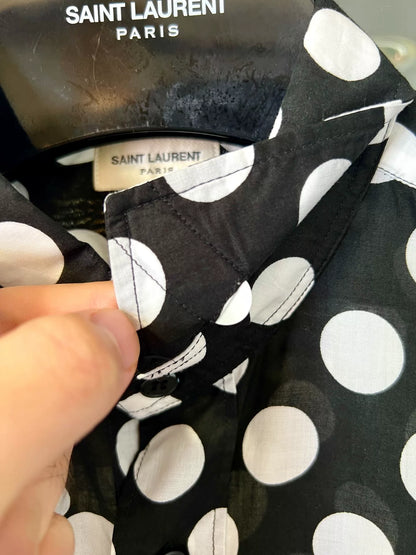 black and white polka dot shirt