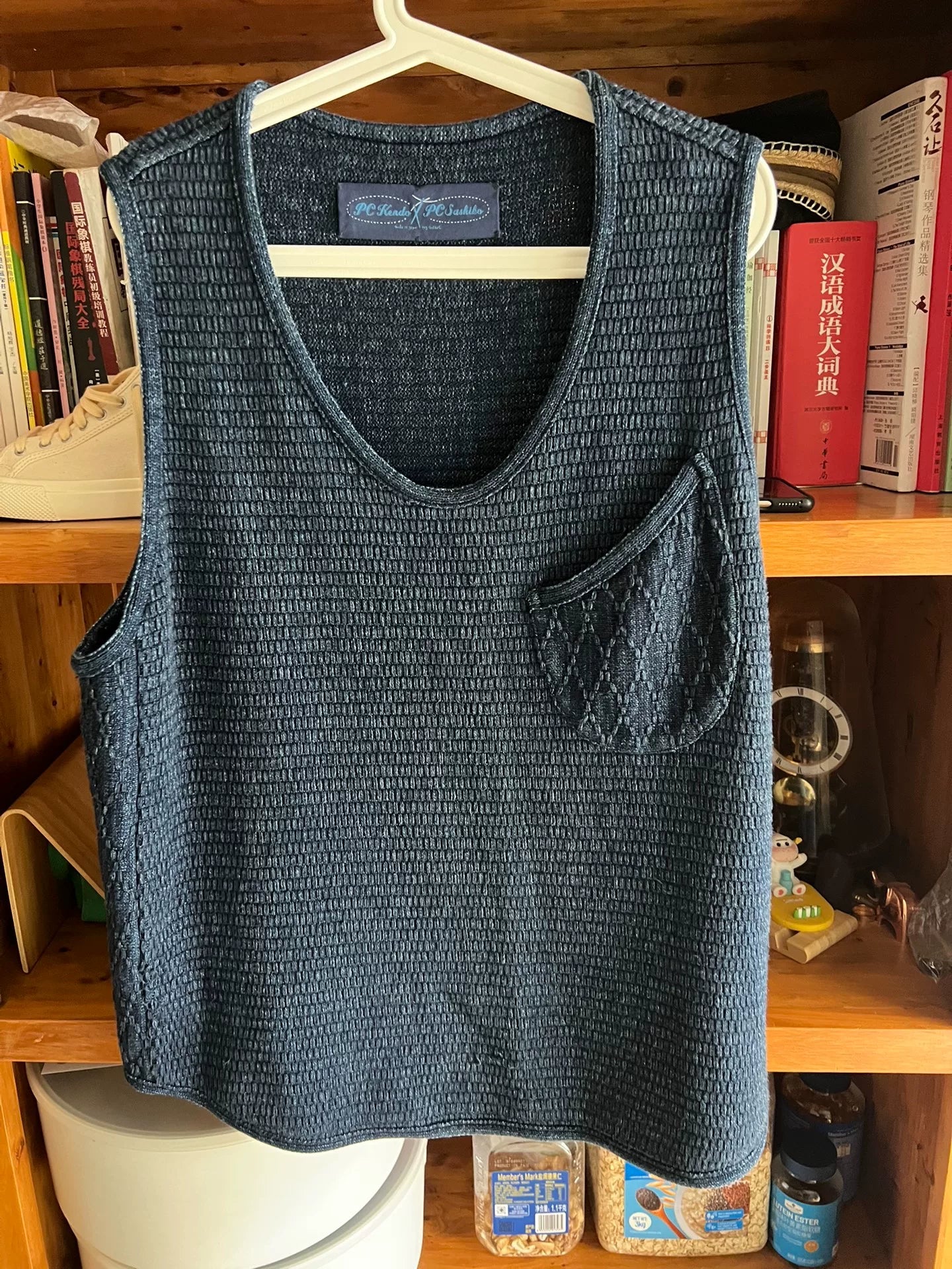 blue sleeveless vest by porter classic