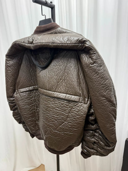 oversized brown bomber jacket by walter van beirendonck