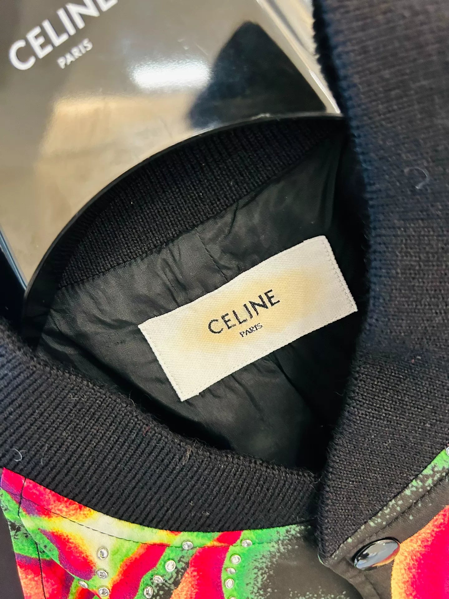 Celine Rock Crystal Love Baseball Jacket