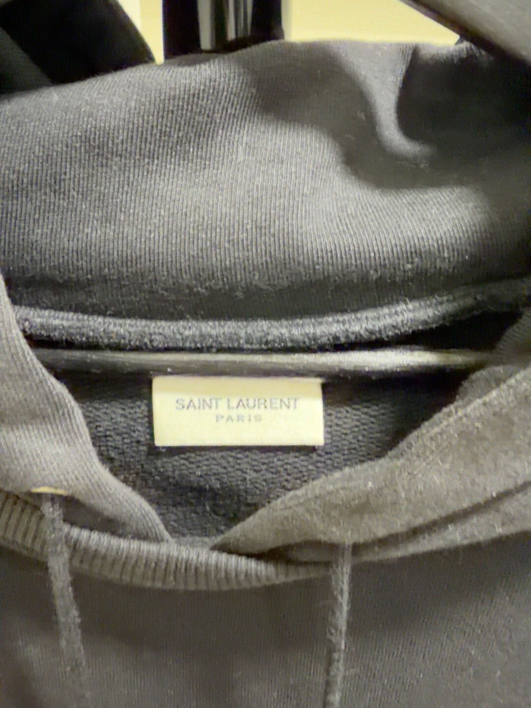 Saint Laurent Black Leather Sleeve Sweatshirt