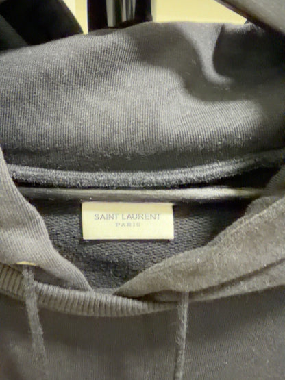 Saint Laurent Black Leather Sleeve Sweatshirt