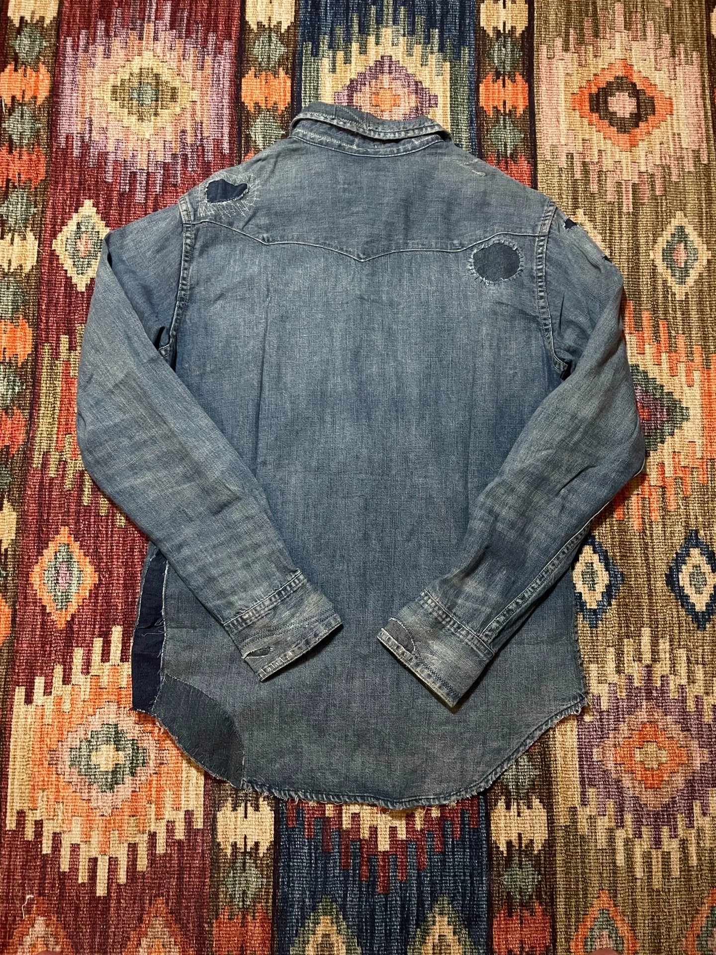 Ralph Lauren Distressed Patch Western Denim Shirt