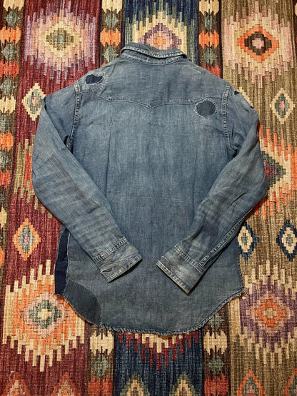 Ralph Lauren Distressed Patch Western Denim Shirt
