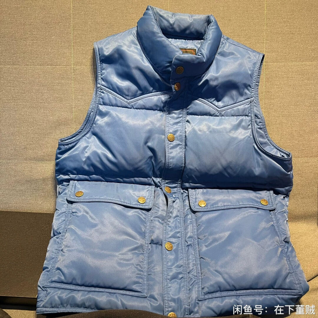 blue down vest by Tenderloin Tokyo