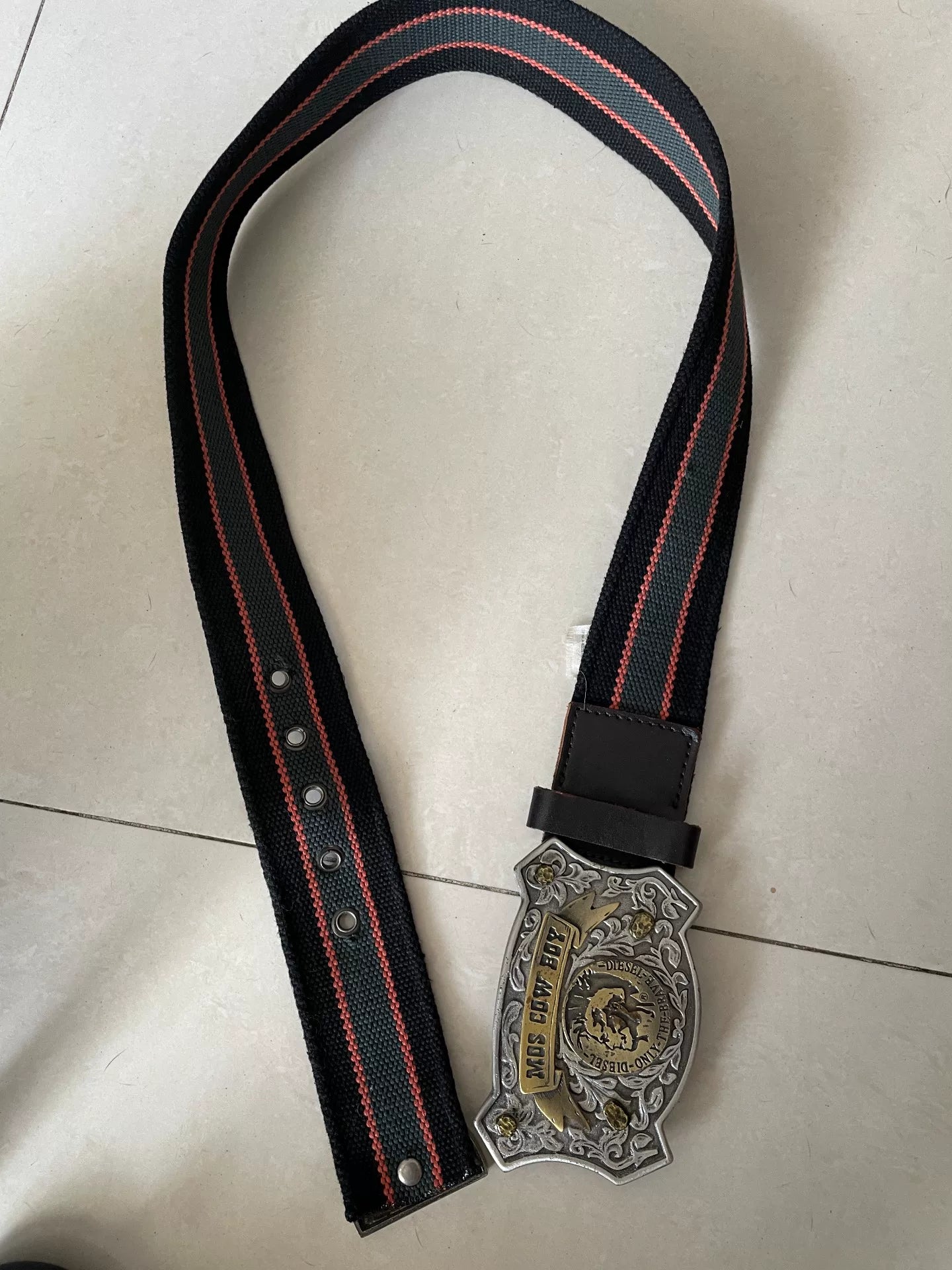 vintage diesel metal buckle waist belt
