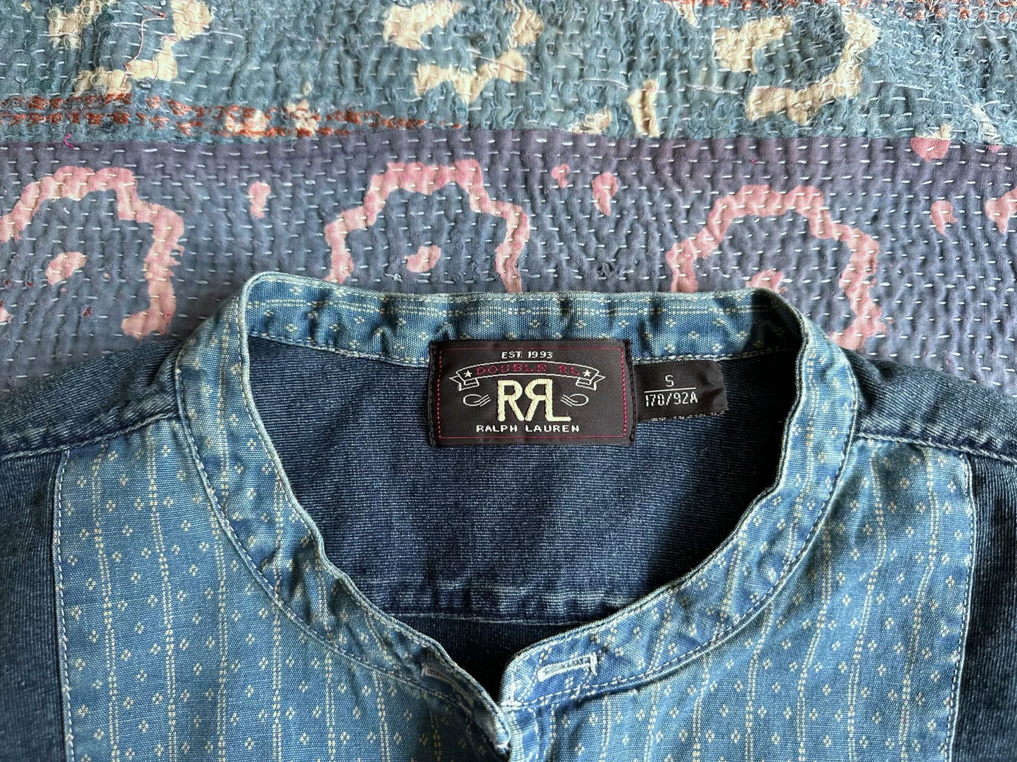 rrl indigo dye striped t-shirt