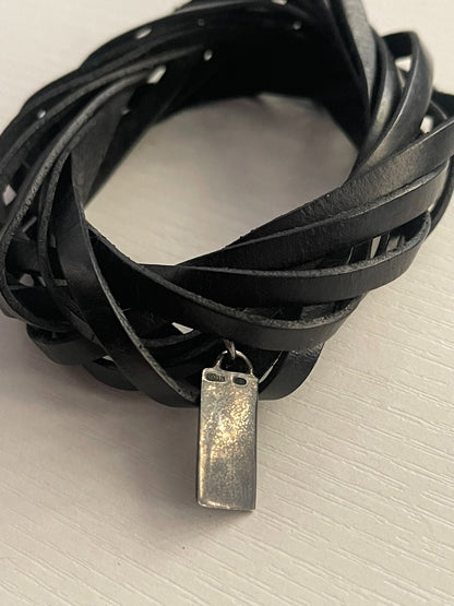 Maison Martin Margiela Leather Bracelet with Silver Tag