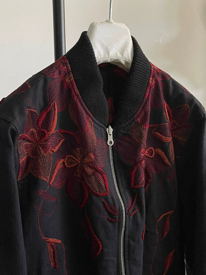 dries van noten floral embroidery bomber jacket