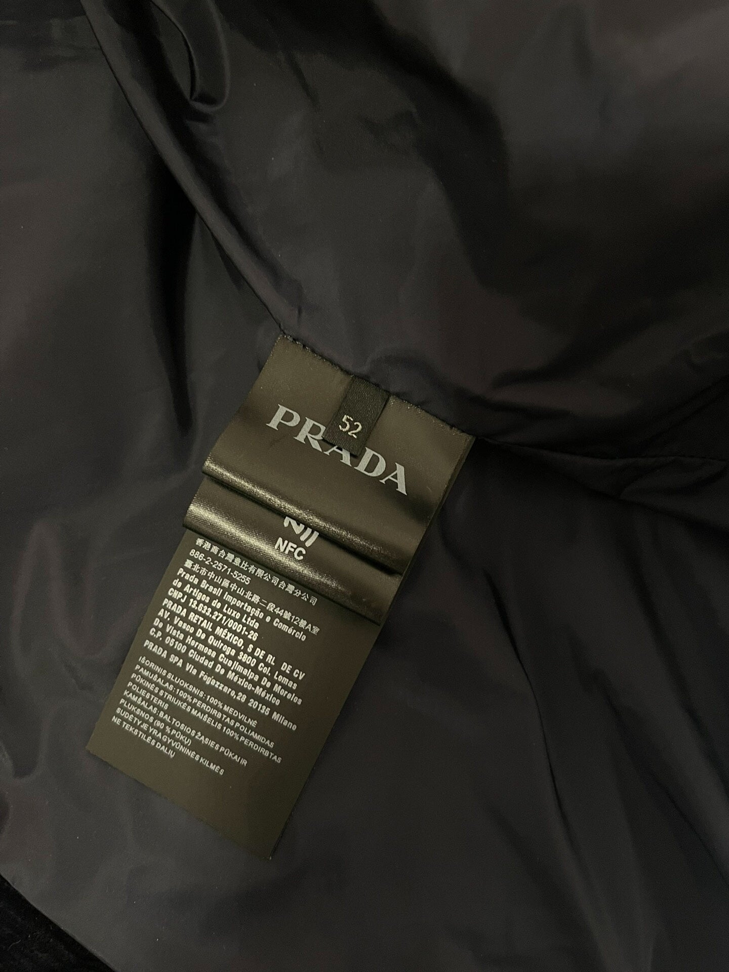 prada corduroy down jacket in navy blue